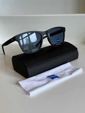 ZEISS Matte Black Sunglasses with Blue Lenses- Unisex, NEW